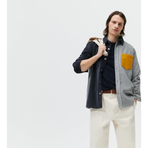 ZARA - Color Block Corduroy Shirt - Picture 2 of 8